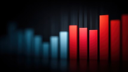 A series of red and blue bars are shown in a black background