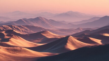 Naklejka premium Desert landscape twilight sand dunes mountains image