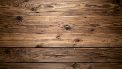 Naklejka premium Rustic Dark Brown Wooden Planks Background with Grain and Knots
