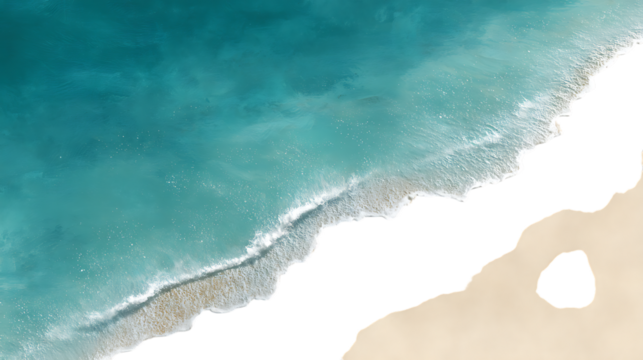 Aerial view of a tropical beach coastline isolated on transparent background - Powered by Adobe