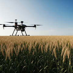 Agricultural Drone Over Wheat Field