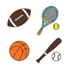 Collection of Various Sports Equipment Including Balls and Rackets