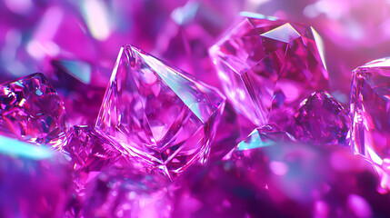 Close-up of vibrant purple crystals, reflecting light.  Detailed textures and facets are visible