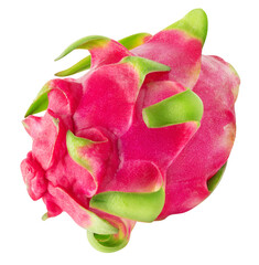 One pink pitahaya fruit isolated on white background