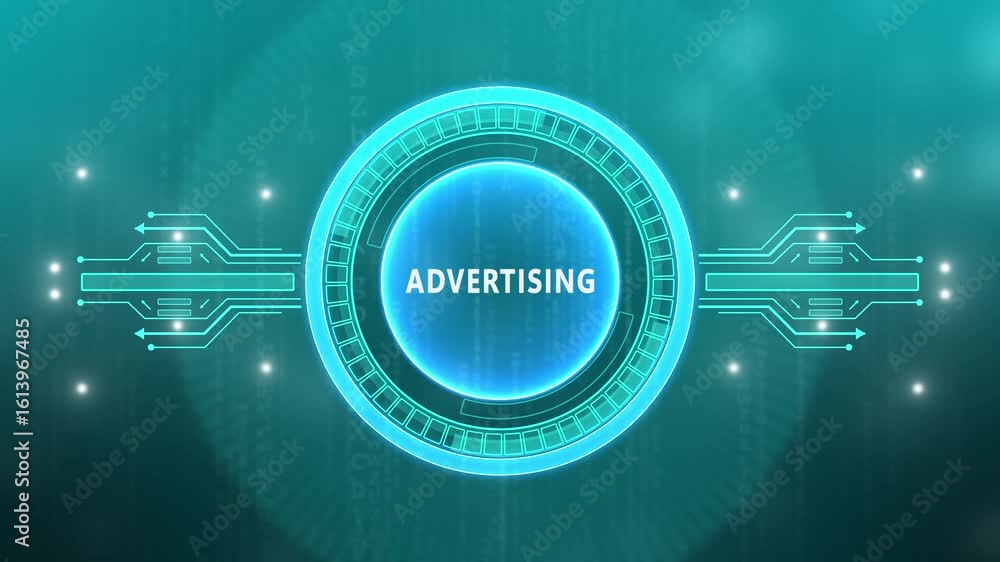Poster programmatic advertising concept. business, technology, internet and network concept. map background