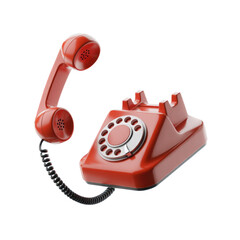 3d rendered illustration of a vintage red rotary dial telephone isolated on transparent background