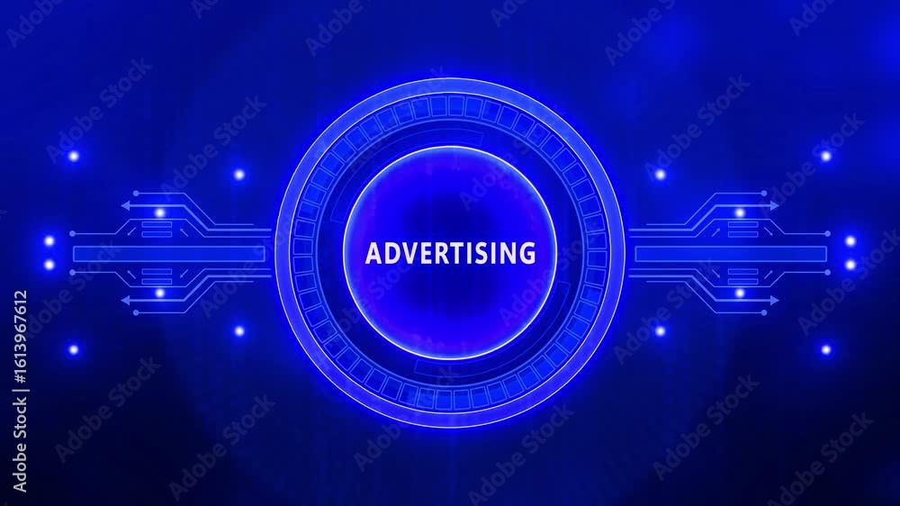 Poster programmatic advertising concept. business, technology, internet and network concept. map background