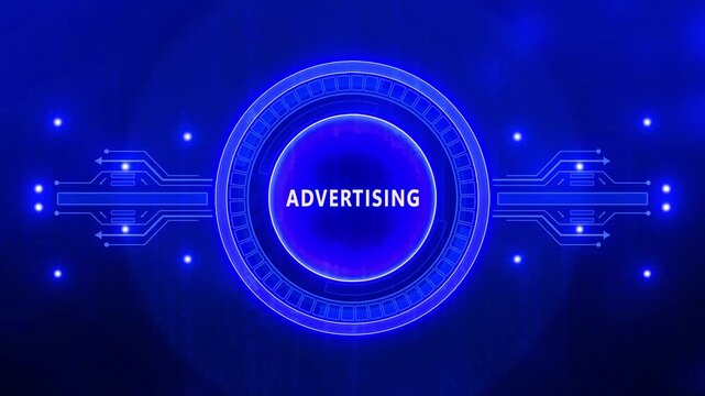 Programmatic Advertising concept. Business, Technology, Internet and network concept. map background. technology background with Cyberspace HUD elements animation.