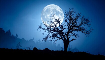 moon and tree