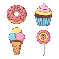 Cute Cartoon Dessert Icons