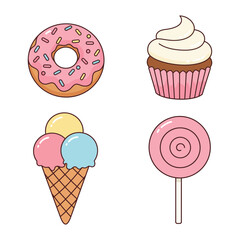 Cute Cartoon Dessert Icons