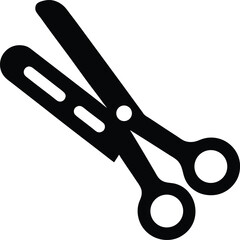 Black Scissors Icon Illustration Tool for Cutting and Crafting Arts and Design Applications on White Background