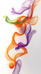 Abstract swirling colored ribbons against white background.  Colorful, flowing, translucent, dynamic, organic, vibrant, fluid,  smooth,  elegant, artistic,  graphic,  design,  whimsical,  modern