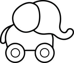 toy elephant with movable wheels on transparent background