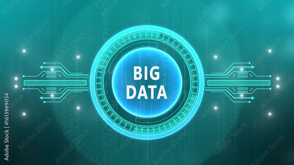 Poster businessman pressing button big data network business, communication network business people social 