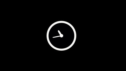 Digital clock icon animation, analog new clock icon animation. wall clock simple design on black background. - Powered by Adobe