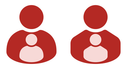 Parent and Child Icon Set. Flat Minimal Family Symbol in Red and Pink Colors, Vector Illustration for Motherhood, Parenthood, Social, App UI, Charity, or Medical Use