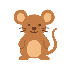 Cute cartoon mouse character standing with a smile on transparent background  