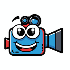 funny cartoon robot with tablet