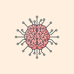 A stylized illustration of a human brain connected to a circuit board.