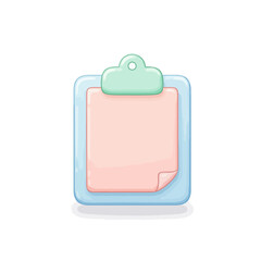A pastel-colored cartoon clipboard with a blank peach-colored notepad.