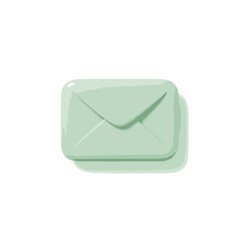 A simple, light green envelope illustration, with a subtle shadow effect, isolated.