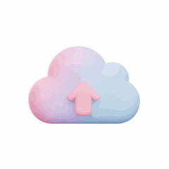 A pastel cloud with an upward-pointing arrow, symbolizing uploading or cloud storage.