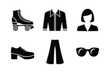 Roller skate jacket pants shoe sunglasses silhouette roller skates shoes