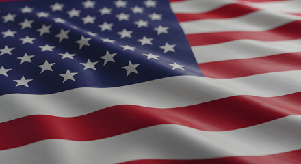 Obraz premium Close-up of a waving American flag, patriotic, nationalistic, and symbolic.
