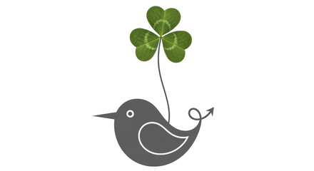 Isolated Bird Holding Clover