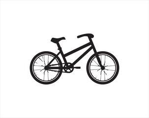 Fototapeta premium Black bicycle silhouette illustration on white background, minimalist bike icon isolated