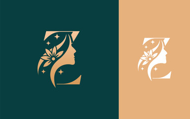 Abstract Initial letter Z with natural beauty logo design vector illustration