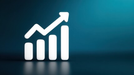 A white arrow pointing upwards is on a blue background