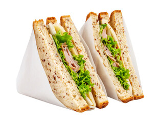 Triple Chicken Sandwiches in Triangle Shape on White