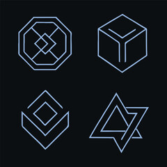 Abstract geometric vector set featuring colorful polygons, stars, and hexagonal elements for modern design and web illustration
