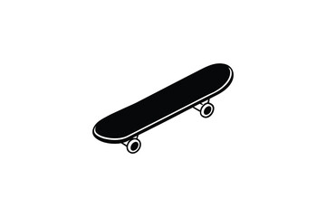 Minimalist Skateboard Illustration in Black and White Featuring a Clean Silhouette Style silhouette