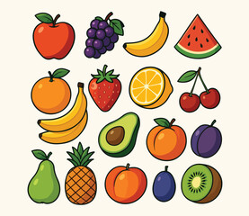 colorful fruits vector pack