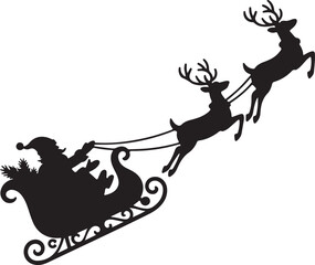 Santa in sleigh with reindeers, Christmas Santa sleigh Vector