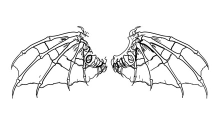 Illustration of skeletal wings perfect for halloween decorations or gothic themed designs and tattoo art