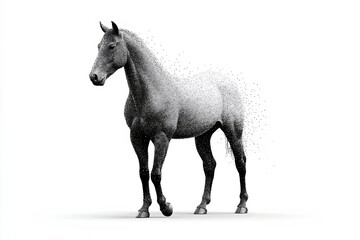 Fototapeta premium A black and white image of a horse on a white background