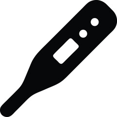 Digital Thermometer Icon Black Silhouette Measuring Body Temperature and Fever Health and Medical Illustration Tool for Healthcare Services