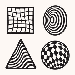 Seamless abstract vector illustration of round geometric shapes and spiral swirl icons
