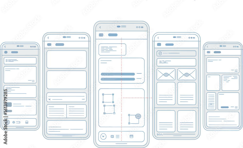 Poster mobile ui designs: modern mobile user interface wireframe designs with essential design components, 