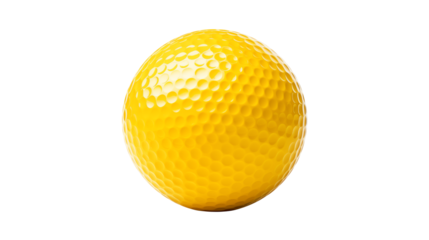 Bright yellow golf ball ready for tee off represents sportsmanship and athletic skill on course
