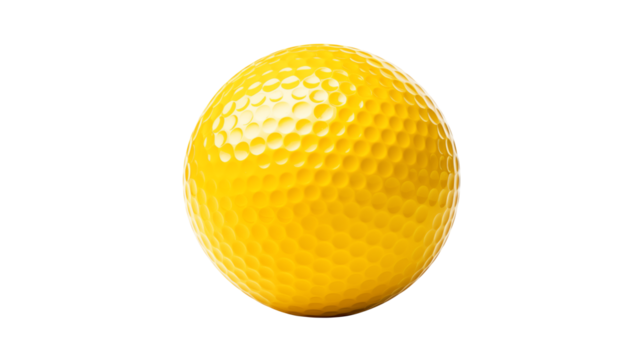 Bright yellow golf ball ready for tee off represents sportsmanship and athletic skill on course