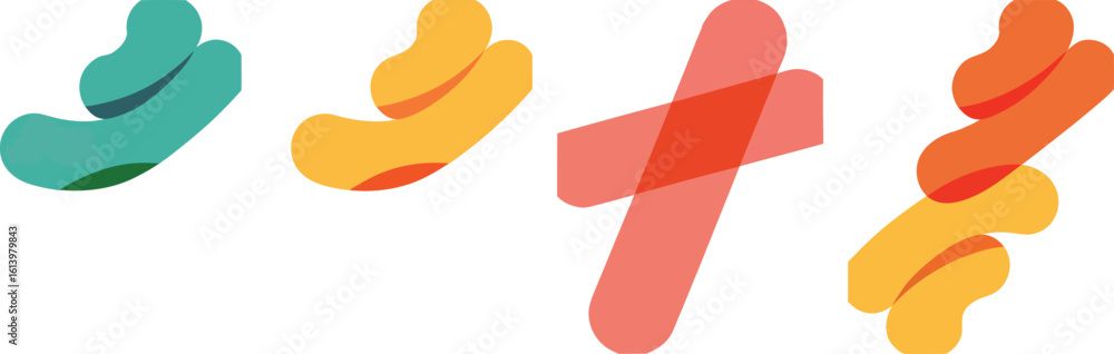 Aufkleber abstract graphic illustration: dynamic graphic, featuring four unique shapes, each a burst of vibran