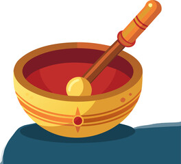 Tibetan singing bowl with mallet icon