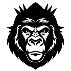 Fototapeta premium Gorilla Face in Strong Symmetrical Black Vector Design