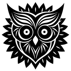 Mandala Inspired Owl Face Vector in Tribal Style