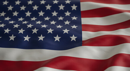 Fototapeta premium Close-up of a gently waving American flag; patriotic, textured, and detailed.